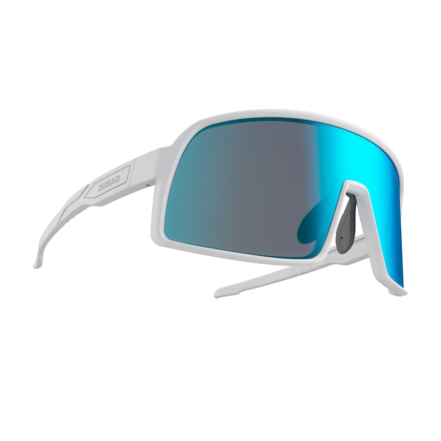 JUBAO POLARIZED SPORTS SUNGLASSES - FLASH SERIES - WHITE FRAME_GLACIER LENS