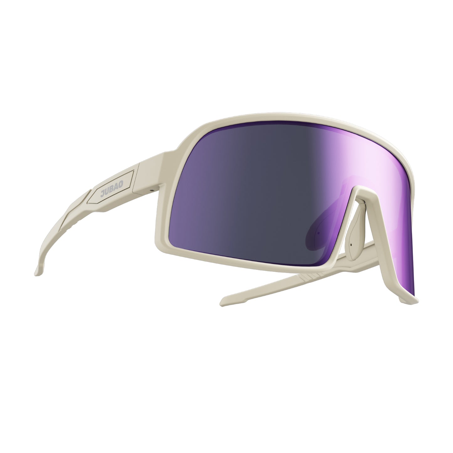 JUBAO POLARIZED SPORTS SUNGLASSES - FLASH SERIES - BEIGE FRAME_PINK LENS