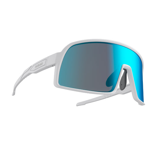 JUBAO POLARIZED SPORTS SUNGLASSES - FLASH SERIES - WHITE FRAME_GLACIER LENS