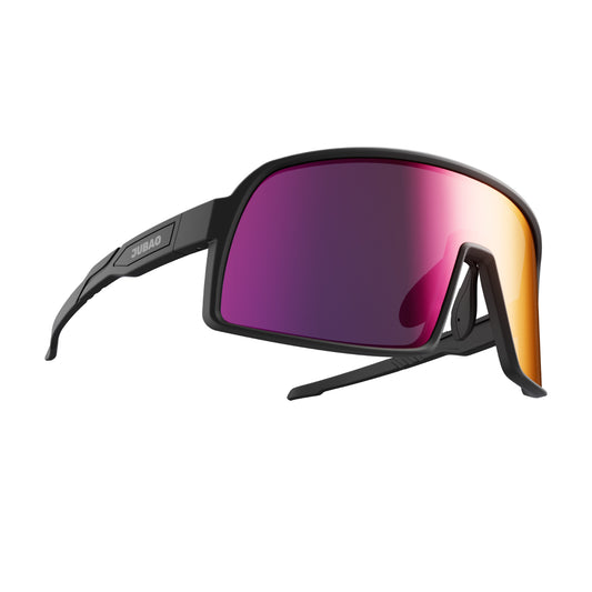 JUBAO POLARIZED SPORTS SUNGLASSES - FLASH SERIES - BLACK FRAME_FUCHSIA